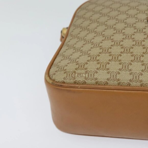 CELINE Macadam Canvas Shoulder Bag PVC Beige Gold Auth 126031 - Picture 4 of 16